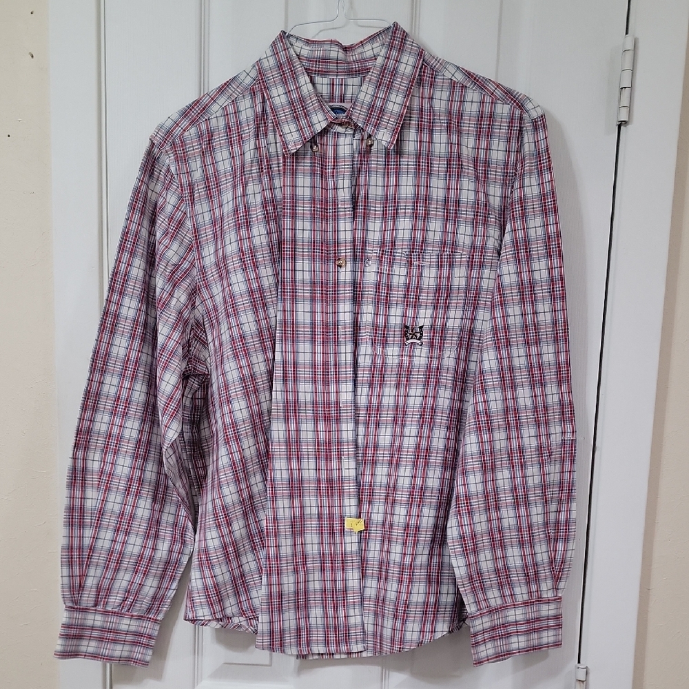 Texas Authentic Men's Casual Plaid Button Down Shirt - Red and Blue Plaid